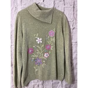 90’s Alfred Dunner Cottage 1X Embroidered Flowers & Beads